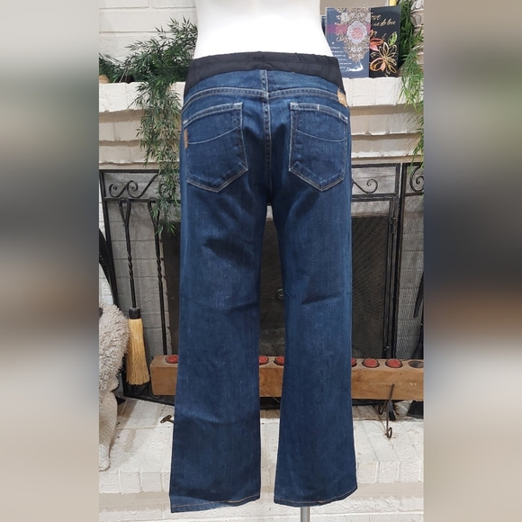 PAIGE PREMIUM DENIM Dark Wash Boot Cut Blue Denim Maternity Jeans Women's 31 - Picture 4 of 15